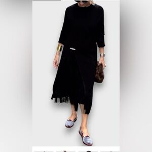 Unique Black Dress with Tulle Skirt